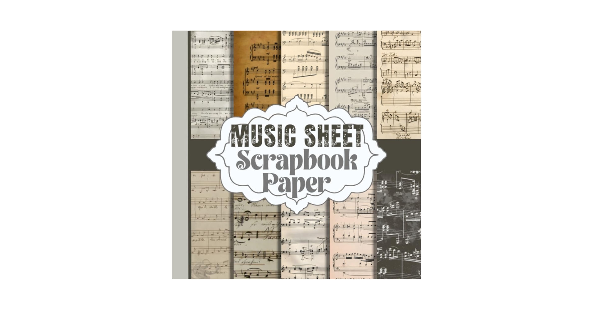 【小冊子・楽譜本付き】ヴィンテージ紙もの まとめ売り Vintage Sheet Music Scrapbook Paper: 20 Double-Sided Unique